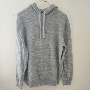 Sun + Stone Mens Grey Marl 100% Cotton Knit Pullover Hoodie Sweater Large